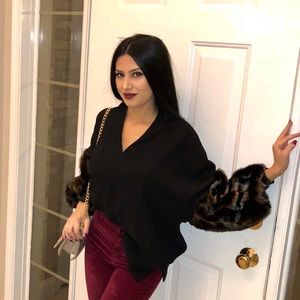 Zara faux fur sleeve top